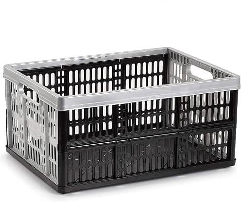CABLEPELADO Caja Plegable con Asas, Caja plástico para Camping, Caja plástico Organizador, 48 cm Largo x 35 cm Ancho x 23 cm Alto, Capacidad 32 litros, Carga máxima de 18 Kg, Gris