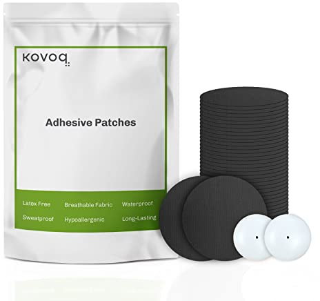 40x Libre Sensor Covers+2pcs Reusable Hardshell Covers, No Glue on Sensor, 1-Hand Patching/Removing, Freestyle Libre 1 & 2 CGM Sensor Patch, Adhesive Patches, Sweatproof, Breathable (Black）