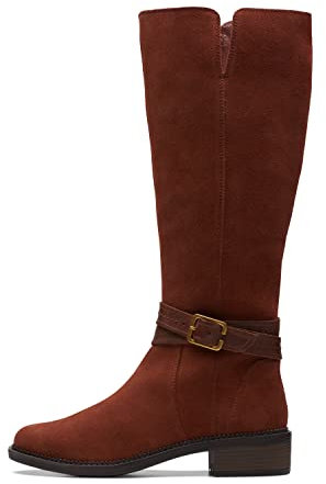Clarks Stivali alti al ginocchio Maye Shine da donna, Camoscio marrone scuro., 37 EU