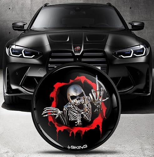 Biomar Labs Motorhaube Kofferraum Plakette Abzeichen 82mm Kompatibel mit BMW Emblem 51148132375 Schädel EO 24