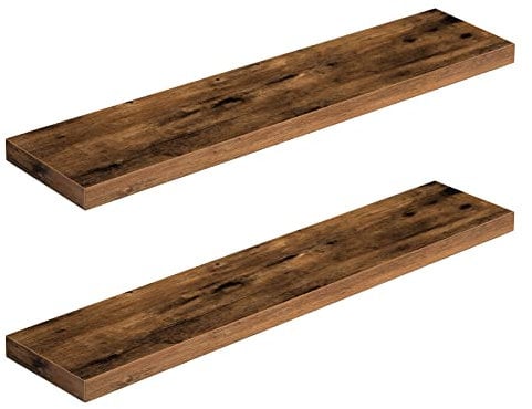 HOOBRO Wandregal, Schweberegal 2er-Set, stabile Wandboards, 100 x 20 x 4 cm Hängeregale, mit unsichtbaren Halterungen, für Bad, Schlafzimmer, Küche, Büro, Wohnzimmer, Vintagebraun EBF100BJP201G2