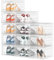 HOMIDEC Schuhboxen Stapelbar Transparent, 12 Stück Hartplastik Schuhkarton mit Deckel, Schuhaufbewahrung für Stöckelschuhe, Stiefeletten, Pumps, High Tops, für Größe 46, Transparent