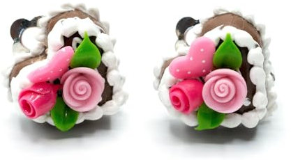 Miniblings Lebkuchenherz Ohrclips Clips Oktoberfest Torte Lebkuchen Herz Rosen - Handmade Modeschmuck I Ohrhänger Ohrschmuck