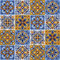 HEKO PANELS Oxford Wasserdichte Meterware Canvas Polyester Stoff Zum Nähen, Möbel- und Dekostoffe, Wasserabweisend Blickdicht Mexikanische Talavera 1 Meter 155 x 100 cm