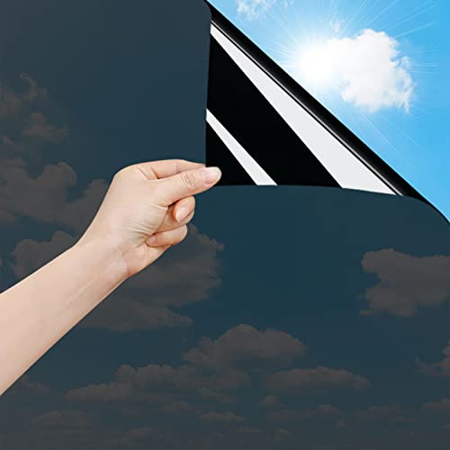 OFHome Fensterfolie Tönungsfolie Sonnenschutz Hitzeschutz, Schwarz 60x200cm | Selbstklebend, Sichtschutz, Spiegelfolie Fenster, Von Außen Blickdicht, Reflektierende, UV-Schutz, Wärmeschutz, Gegen Hitze