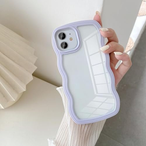 UEEBAI Hülle für iPhone 11, Wellen Rahmenform Silikon Stoßfeste Schutzhülle Anti-Kratzt Tansparent Rückseite TPU Bumper Cover für Mädchen Frauen Handyhülle für iPhone 11 - Lila