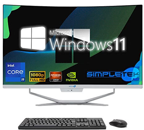 SIMPLETEK - PC All in One 27 Curvo Windows 11 | Processore i9 12°Gen con Scheda Video GTX 1050Ti 4GB | 32GB RAM DDR4 SSD 960GB