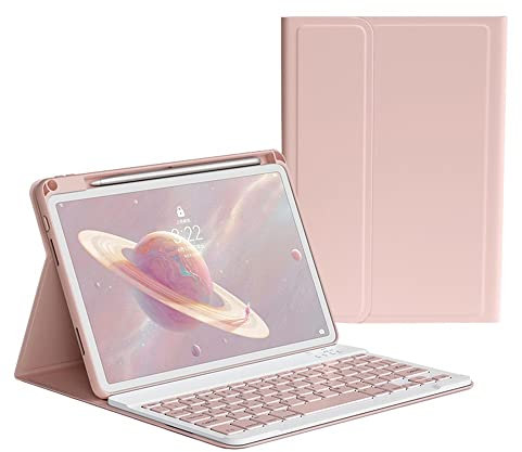 KMXDD Funda con teclado para iPad Air de 11 pulgadas M2/iPad Air de 5ª 4ª generación de 11.9 pulgadas, iPad Pro 11 de 1ª/2ª/3ª/4ª generación, funda extraíble con teclado de color (rosa)