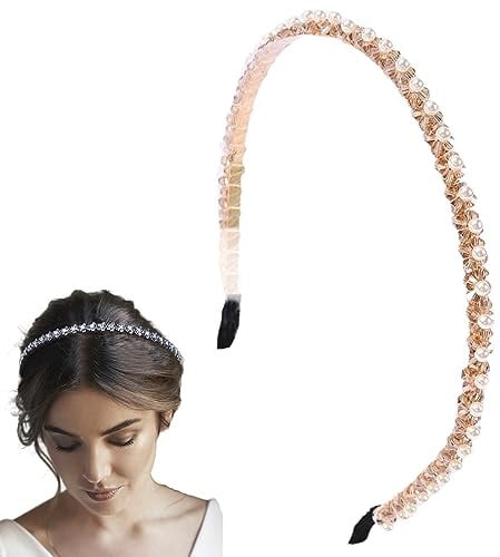 Traziewell Bride Headband Golden Headbands for Women's Hair Wedding Headpiece Bridal Hair Band for Women Crystal Hairbands Womens Crystal Headband 2121