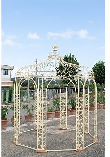 Biscottini Gazebo esterno 260x260x310 cm - Gazebo da giardino in stile vintage - Gazebo giardino rotondo - Pergolato da giardino per pranzi e cene