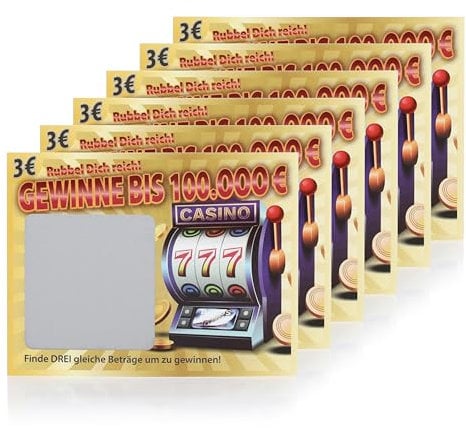 FunX Joke Scratchcards - Joke Article for Adults with Fake Main Prize - Pack of 6 (German Language)