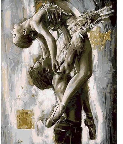 Yoonqun Ballett-Paar Malen Nach Zahlen Set,40x50cm Malen Nach Zahlen Erwachsene DIY inklusive Pinsel und Acrylfarben Handgemalt Ölgemälde Kit Startseite Wandkunst Dekoration - mit Rahmen