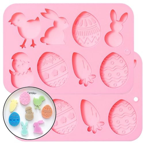 1 molde de silicona para chocolate con 8 cavidades de conejo, cabeza de conejo, huevo, pollo, zanahoria, molde para hacer chocolate/galleta/gomitas