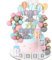 Acmee Lot de 47 décorations de gâteau en forme d'éléphant en 3D avec lettres en forme de bouteille de lait, bleu, rose, or, boules en mousse pour révélation du sexe, fête prénatale, fête prénatale