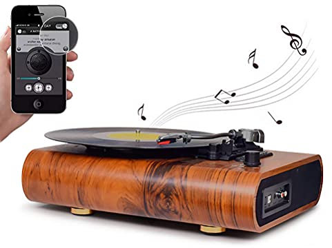 Turntable Bluetooth Vinyl Record Player 2 Built-in Speakers FM Radio USB/SD Recorder 3 Speed Living Room Classic Phonograph Recorder
