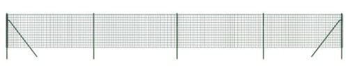 vidaXL Maschendrahtzaun, Gartenzaun mit Pfosten Zubehör, Drahtzaun Zaun mit PVC-Beschichtung, Metallzaun Komplettset, Grün 0,8x10m Verzinkter Stahl