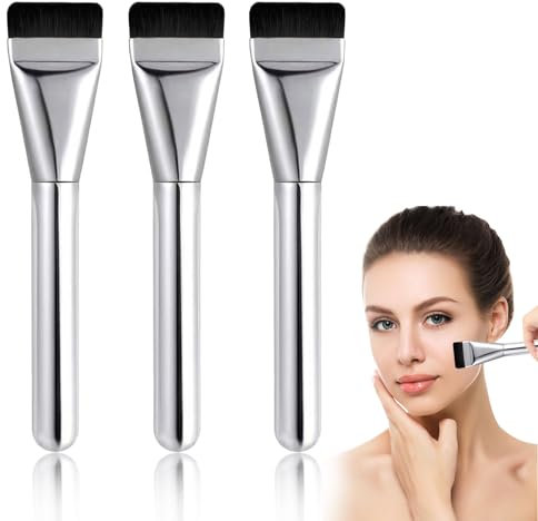 Vordpe 3 Stück Ultra Thin Foundation Brush, Foundation Makeup Pinsel, Flacher Concealer Brush, Flüssiger Puderpinsel, für Flüssige Foundation, Cremige oder Pudrige
