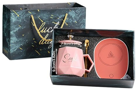 Tasse chauffante USB – Tasse à café 2 en 1 de 400 ml avec chauffe-tasse, tasse à café auto-chauffante rechargeable via USB, ensemble de tasses chauffantes pour profiter du café chaud, du thé, du lait