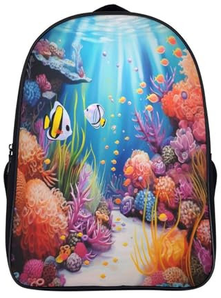 Schulrucksack Teenager Fische Rucksack,Unterwasser Lässig Kinderrucksack,Schulranzen Mit 2 Fächer Groß Dackpacks Für Schule Und Reise 16inch