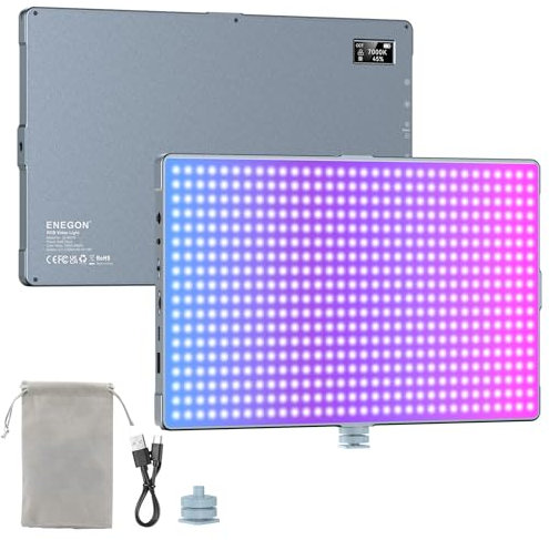 ENEGON Proiezione LED RGB 23000 mAh con Schermo OLED - 396 LED, 24 W, Temperatura di Colore 2500-9900 K, Indice CRI 96+, 21 Modalità Scena per Fotografia Prodotti/Ritratti e Youtube