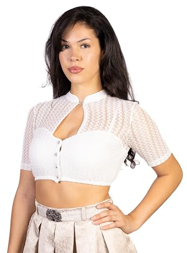 Trachtl Tamara Trachtenbluse, Dirndlbluse Damen, Spitzenbluse, Dirndlbluse hat einen eleganten Tropfen-Ausschnitt (Orginal Trachtl) (36)