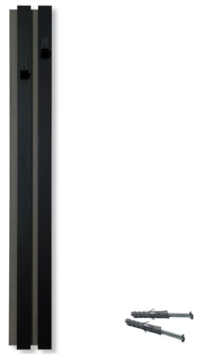 FLEXISTYLE Kleiderhaken wand Wandgarderobe Garderobe Holz Eiche Lamellen Schwarz modular Höhe 98cm (Modul C 12cm Schwarz)