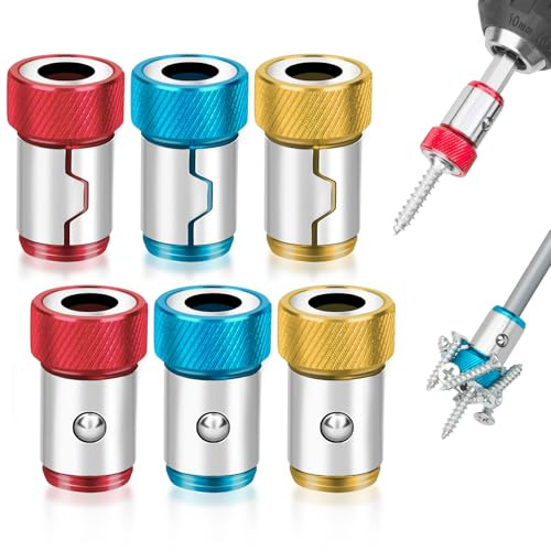 6 Pcs Upgraded Screwdriver Head Magnetic Ring, Universal Magnetic Screw Ring, Bit Magnetic Ring, Removable for 1/4 Inch / 6.35 mm Hex Screwdriver and Power Bits