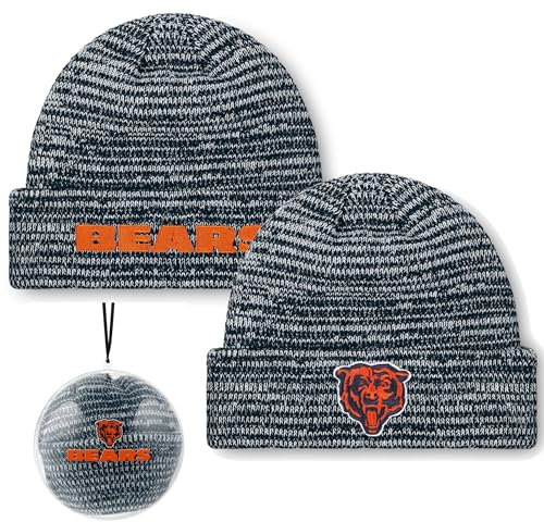 FOCO NFL Strickmütze für Erwachsene, offizielles Lizenzprodukt, für kaltes Wetter, mit Bündchen, transparent, Ball-Ornament, Chicago Bears, Einheitsgr��e