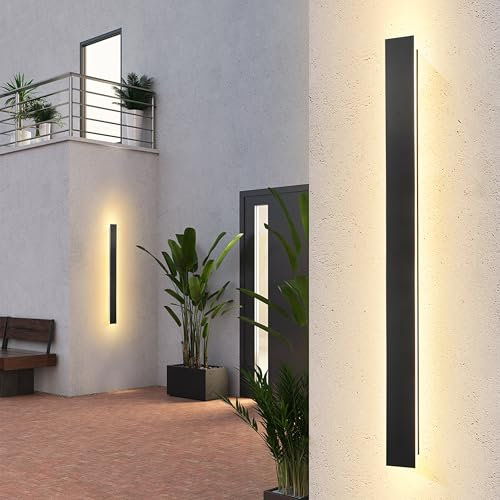 YUEEU 150CM Wandleuchte Aussen Wasserdicht Ip65 Lange LED Wandlamp Schwarz Außen Lamp für Villa Terrassen Porch Schlafzimmer Wohnzimmer Wandleuchte innen