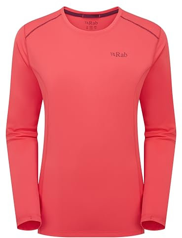Rab Women's Force LS Tee - Lightweight Long-Sleeve T-Shirt for Hiking, Climbing, & Trail Running - Hibiscus - 12