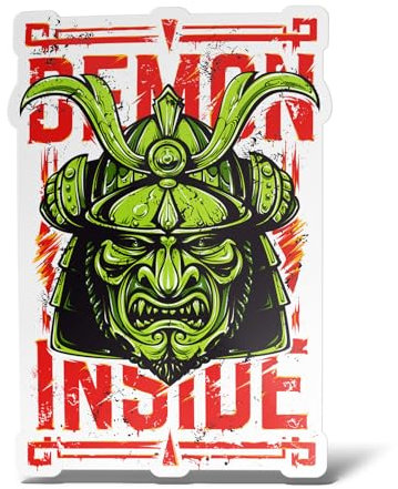 ERREINGE - Adesivo 55 cm DEMONE SAMURAI GIAPPONESE BUSHIDO - Sticker PVC | Decal compatibile per Auto, Moto, Scooter, Casco, Laptop, Camper, Cofano, Bici