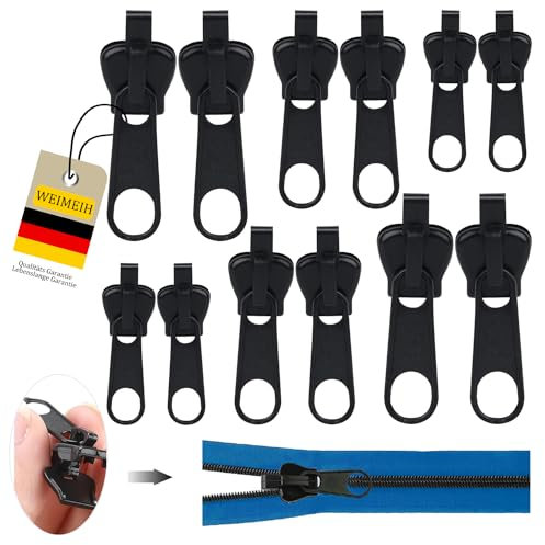 Reisverschluss-reparaturset, WEIMEIH 12 Stück Fix-reißverschluss Zipper, Reisverschluss-zipper Ersatz, Universal Reißverschluss Reparatur Set für Kleidung, Rucksack, Gepäck, Schlafsack