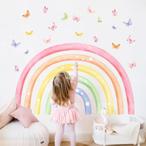 Decvictor Wandtattoo Großer Regenbogen Wandaufkleber Basketball W147 * H88cm Aquarell Regenbogen Wandsticker Kinderzimmer Babyzimmer Jungenzimmer Wanddeko