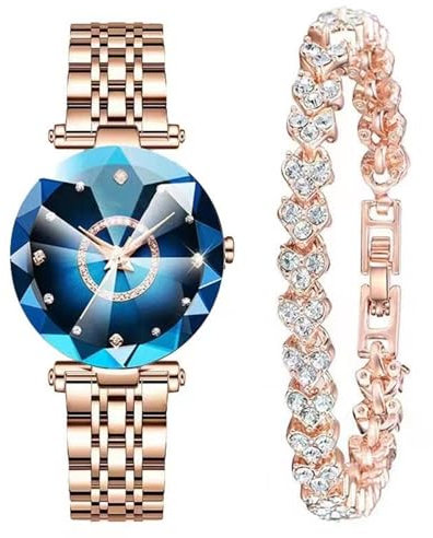 JOATVEE Mode Damenuhren Wasserdicht Analog Quarz Armbanduhr mit Rose Gold Edelstahl Cubic Zirkonia Armband Casual Uhren für Frauen Mädchen