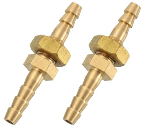 sourcing map 2 raccordi per tubi da 0,9 cm, testa esagonale in ottone, raccordo dritto per tubo paratia per acqua, carburante, aria, tono ottone