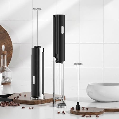 Juroupi Electric Milk Frother Rechargeable Handheld Foam Maker for Coffee 3 Levels Adjustable Hangable Foldable Whisk Mixer for Nespresso Cream Egg White with Removable Stainless (#3) (#4) (#1) (#5)