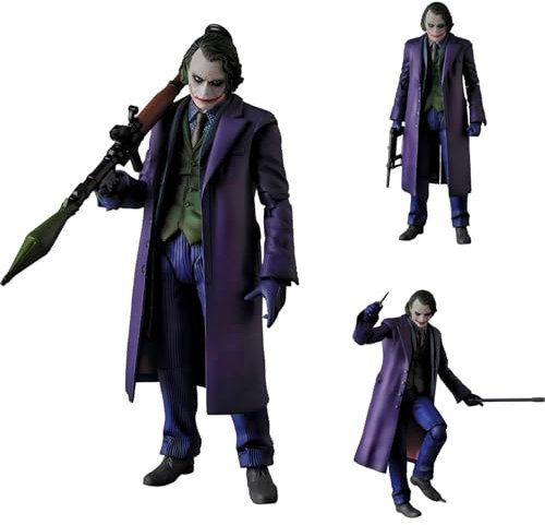 Keyhvao Bewegliche Joker-Figur mit Heath Ledger, 16 cm, austauschbare Köpfe, Modellstatue, Joker, Anime-Figuren, PVC-Material, coole Dekoration, Geschenke für Freunde, Unisex
