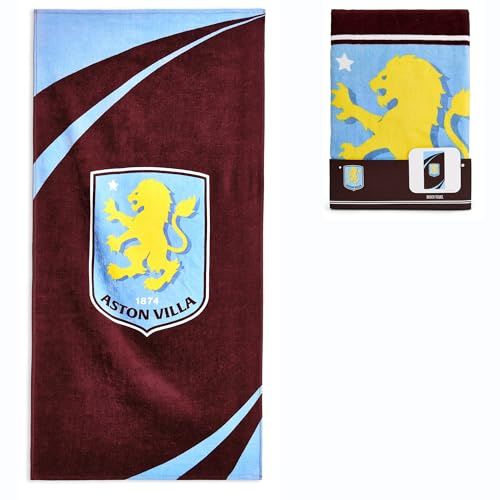 The Gift Scholars Aston Villa Strandtuch, offizielles Lizenzprodukt, 100% Baumwolle, groß, 140 x 70 cm, perfekt für den Pool