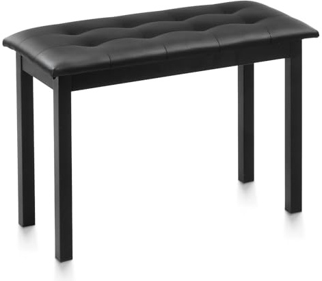 LEADZM Banc de Piano, Tabouret Piano avec Coussin en Cuir PU et Pieds en Fe, Espace de Rangement Intégré, Capacité de Charge Maximale : 200 kg, 70x30x45.5, Noir