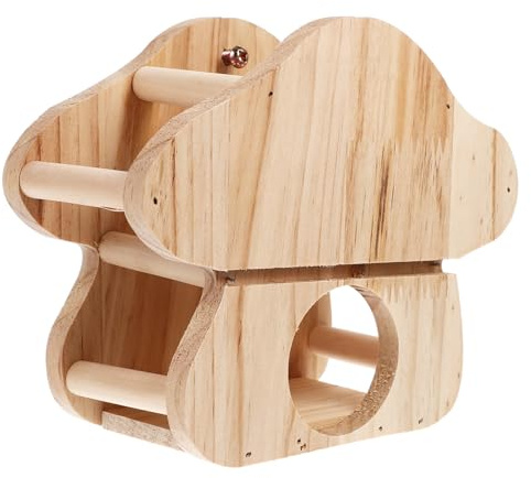 jojofuny Holz Heuraufe für Kaninchen und Kleintiere Kreativer Futterhalter mit Stabilem Design Einfache Befestigung im Käfig Bequeme Heufütterung für Hamster Meerschweinchen und