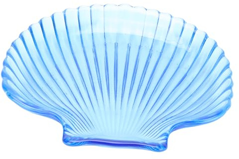 Generico Piatto da Frutta in Vetro Cristallo Decorativo Piatto da Dessert Stile Oceano Blu Trasparente per Feste e Uso Domestico