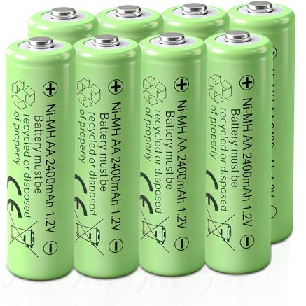 AA Rechargeable Batteries 8 Pack, 1500 Cycles 2400mAh 1.2V High Capacity AA Ni-MH Rechargeable Batteries, Precharged,Solar Batteries, Pre-Charged AA Batteries for Outdoor Solar Lights.