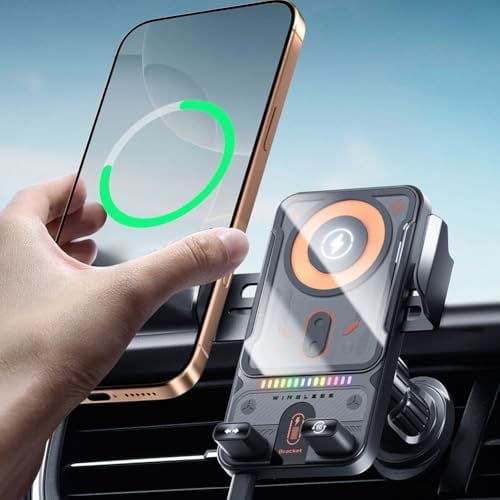 Caricabatterie da auto wireless da 15 W e supporto per telefono, supporto caricabatterie da auto wireless, Auto-Bloccaggio Porta Cellulare Auto per iPhone, per Samsung, per Huawei, per LG(nero)