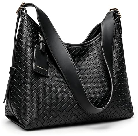 Gluckstar Damen Handtasche, Mittelgroße Hobo Tasche, Geflochten PU Leder | Braun Elegante Tote Bag Mit Geräumigem Innenraum, Modernes Design Für Büro, Alltag, Shopping Und Reisen