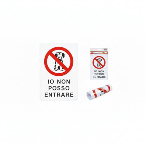 Cartello Segnaletico Vietato Ingresso Cani, PVC, 20x30 cm, Bianco e Rosso, per Esterni e Interni