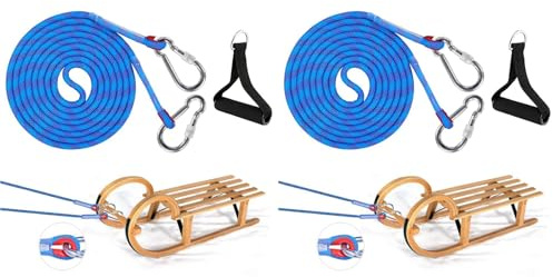 Tacdas 2X Schlittenseil mit Karabiner, Dickes Schlittenseil Ø 10 Mm, 4 M Schlittenführung mit, für Schlitten, Schlittenzugseil
