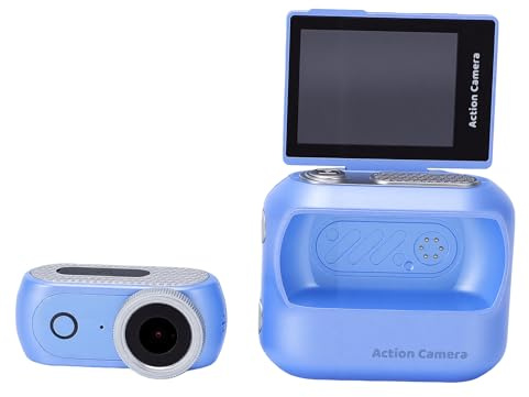 Topiky Daumen-Action-Kamera, POV-Sportkamera, Sportkamera mit Aufklappbarem 2,0-Zoll-Touchscreen, Körperkamera, Magnetische Action-Kamera für Vlog, Laufen, Radfahren (Blue)