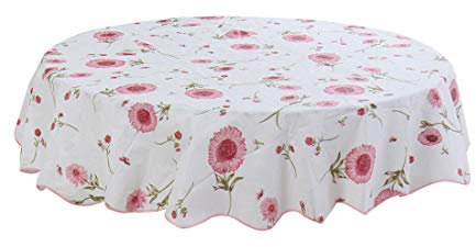 sourcing map Tischdecke Tischtuch Tischwäsche abwaschbar rund frühling wasserdicht, öldicht, schmutzabweisend Blumenmuster Rosa Sonnenblume Rund 180cm