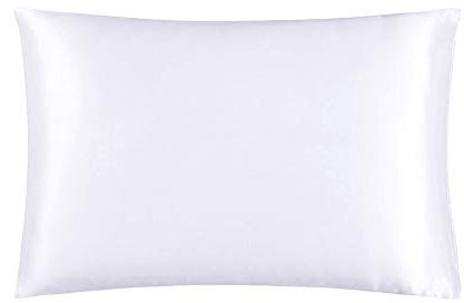 Mommesilk Kissenbezug Seide 19 Momme 100% Seiden Maulbeerseide Luxus Kopfkissenbezug Haar- und Hautpflege mit Hotelverschluss 1 Stück Weiß 40x80