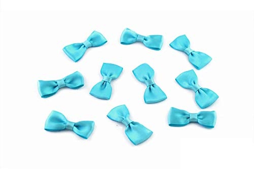 10 Stück Satinschleifen 4cm x 2cm (türkis 340) // Fertigschleifen Deko Dekoschleifen Scrapbooking Minischleifen Schleifen Satin Band Applikationen Streudeko